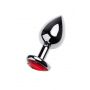 Silver anal plug TOYFA Metal with red heart-shaped gem - 5