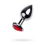Silver anal plug TOYFA Metal with red heart-shaped gem - 4