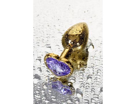 Anal plug Metal by TOYFA, metal, gold, with purple crystal, 7 cm, O 2.7 cm - 3