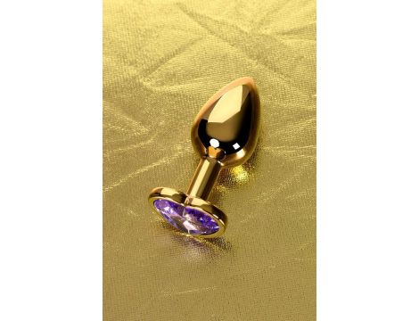 Anal plug Metal by TOYFA, metal, gold, with purple crystal, 7 cm, O 2.7 cm - 2
