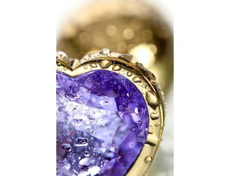Anal plug Metal by TOYFA, metal, gold, with purple crystal, 7 cm, O 2.7 cm - 8