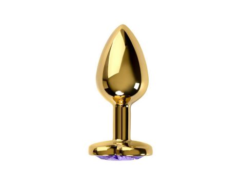 Anal plug Metal by TOYFA, metal, gold, with purple crystal, 7 cm, O 2.7 cm - 4