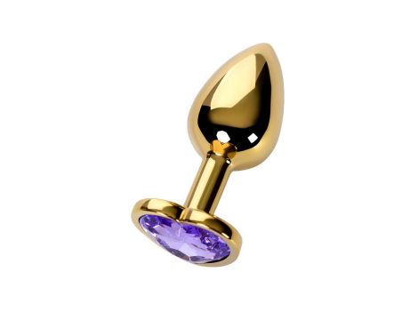 Anal plug Metal by TOYFA, metal, gold, with purple crystal, 7 cm, O 2.7 cm - 7