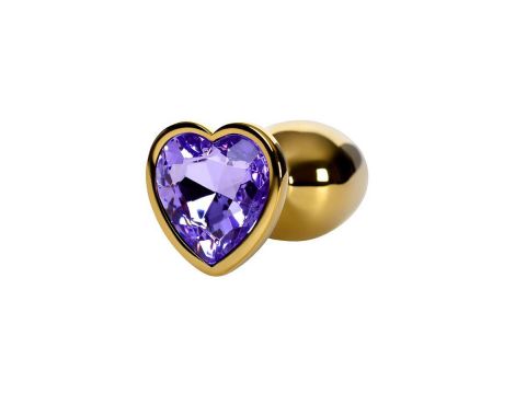 Anal plug Metal by TOYFA, metal, gold, with purple crystal, 7 cm, O 2.7 cm - 6