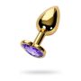 Anal plug Metal by TOYFA, metal, gold, with purple crystal, 7 cm, O 2.7 cm - 2