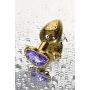 Anal plug Metal by TOYFA, metal, gold, with purple crystal, 7 cm, O 2.7 cm - 4
