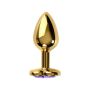 Anal plug Metal by TOYFA, metal, gold, with purple crystal, 7 cm, O 2.7 cm - 5