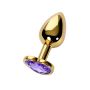 Anal plug Metal by TOYFA, metal, gold, with purple crystal, 7 cm, O 2.7 cm - 8