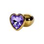 Anal plug Metal by TOYFA, metal, gold, with purple crystal, 7 cm, O 2.7 cm - 7