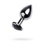 Silver anal plug TOYFA Metal with black heart-shaped gem, length 7 cm, diameter 1,8-3,3 cm, weight 92 gr - 3