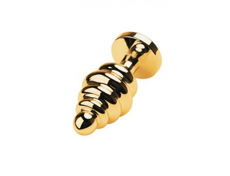 Golden anal plug with  black gem - 4