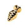 Golden anal plug with  black gem - 5