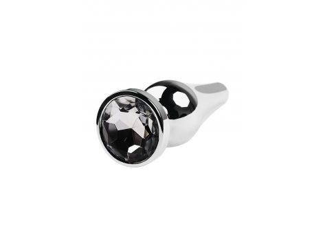 Silver anal plug TOYFA Metal with white round-shaped gem, length 9 cm, diameter 1,5-4 cm, weight 205 gr - 6