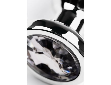 Silver anal plug TOYFA Metal with white round-shaped gem, length 9 cm, diameter 1,5-4 cm, weight 205 gr - 5