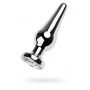 Silver anal plug TOYFA Metal with white round-shaped gem, length 9 cm, diameter 1,5-4 cm, weight 205 gr - 3