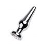 Silver anal plug TOYFA Metal with white round-shaped gem, length 9 cm, diameter 1,5-4 cm, weight 205 gr - 2
