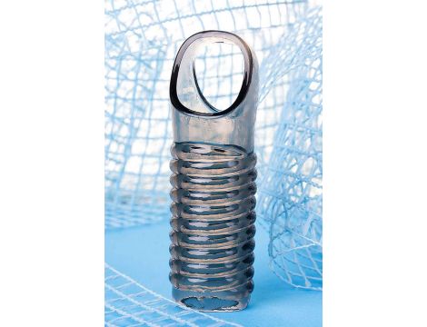 ToyFa XLover, Penis sleeve, for enlargement, TPE, transparent black, 11 cm - 6