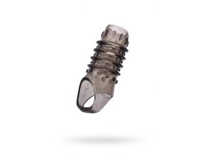 ToyFa XLover, Penis sleeve, for enlargement, TPE, transparent black, 10,5 cm
