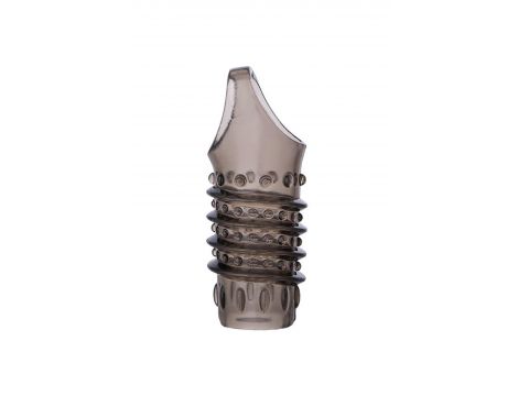ToyFa XLover, Penis sleeve, for enlargement, TPE, transparent black, 10,5 cm - 4