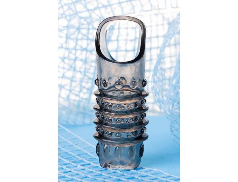 ToyFa XLover, Penis sleeve, for enlargement, TPE, transparent black, 10,5 cm - 6