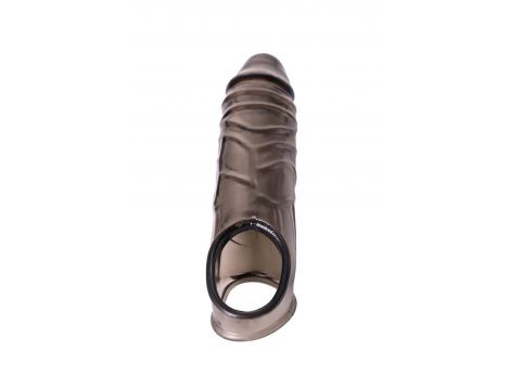 ToyFa XLover, Penis sleeve, for enlargement, TPE, transparent black, 15,5 cm - 5
