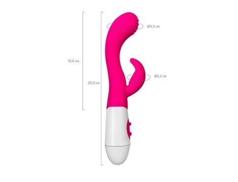 A-TOYS, Vibrator Nessy with Clitoral Stimulator, Silicone, Pink, 20 cm, 10 speeds, 2xAAA - 4