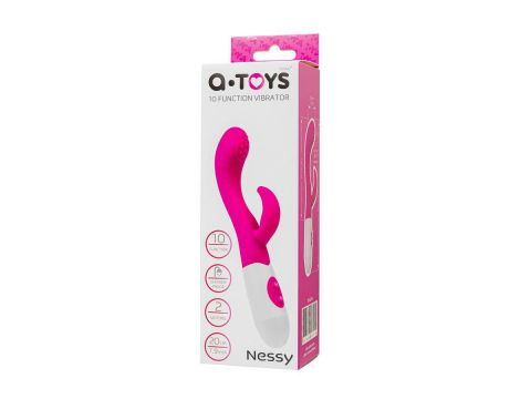 A-TOYS, Vibrator Nessy with Clitoral Stimulator, Silicone, Pink, 20 cm, 10 speeds, 2xAAA - 6