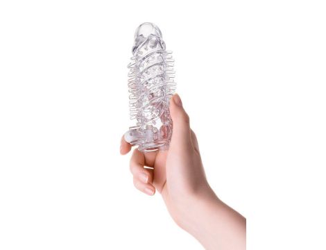 Transparentna nasadka na penisa A-Toys Fril z wibracją TPR 13 cm - 4