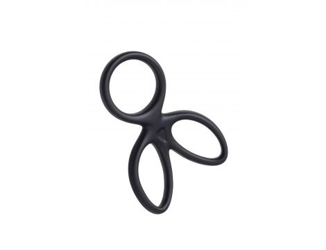 A-TOYS Triple penis ring KRAKEN, silicone, black, 10 cm - 5