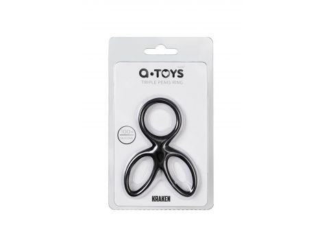 A-TOYS Triple penis ring KRAKEN, silicone, black, 10 cm - 3