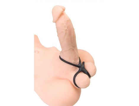 A-TOYS Triple penis ring KRAKEN, silicone, black, 10 cm - 4