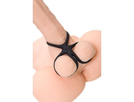 A-TOYS Triple penis ring KRAKEN, silicone, black, 10 cm - 6