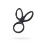 A-TOYS Triple penis ring KRAKEN, silicone, black, 10 cm - 3
