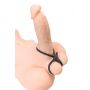 A-TOYS Triple penis ring KRAKEN, silicone, black, 10 cm - 5