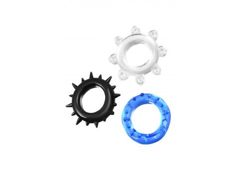 A-TOYS, Cockrings set, 3 pcs.Mix color, TPE, O 3 cm - 3