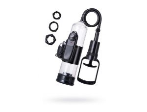 Pompka do penisa z wibracją A-Toys transparentna czarna 22,8 cm
