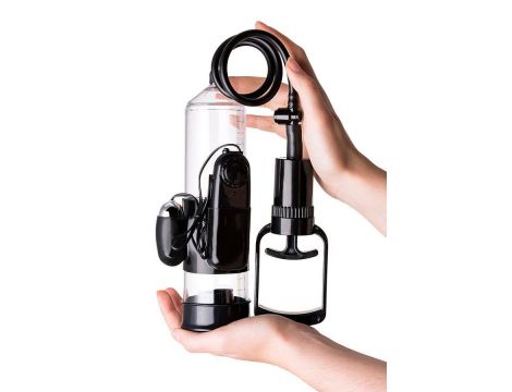 Pompka do penisa z wibracją A-Toys transparentna czarna 22,8 cm - 7