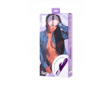 JOS TATY, Vibrator with clitoral stimulator with pulsating balls, purple, 21,5 cm - 3