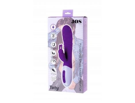 JOS TATY, Vibrator with clitoral stimulator with pulsating balls, purple, 21,5 cm - 2