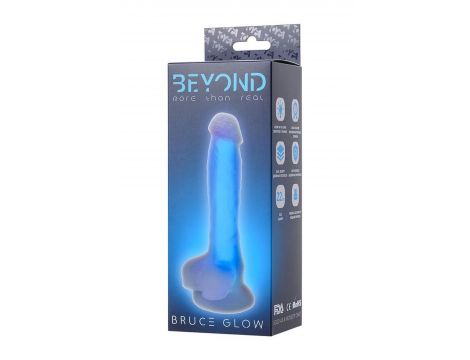 Dildo żelowe świecące Bruce Glow niebieskie 16,5 cm Beyond - 8