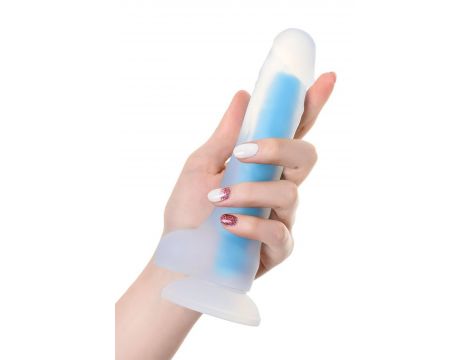 Dildo Matt Glow świecące w ciemności niebieskie 18 cm - 3