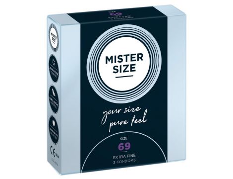 Prezerwatywy ultracienkie Mister Size 69 mm wegańskie 3 sztuki - 3