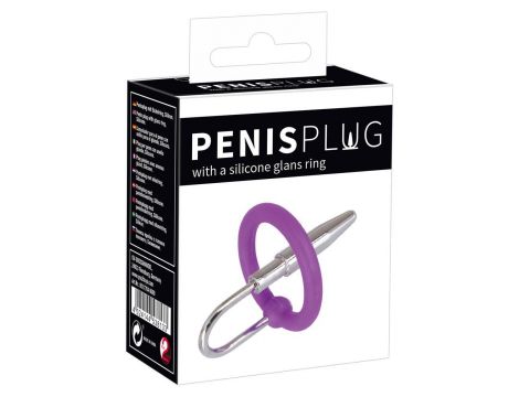 Plug do penisa z pierścieniem na żołądź Penisplug silikon 6,5 cm - 7