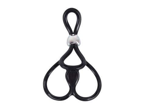 Pierścień erekcyjny You2Toys silikonowy z pierścieniami jąder 13 cm czarny - 4