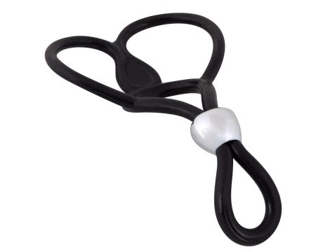 Pierścień erekcyjny You2Toys silikonowy z pierścieniami jąder 13 cm czarny - 5