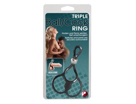 Pierścień erekcyjny You2Toys silikonowy z pierścieniami jąder 13 cm czarny - 6