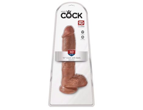 King Cock 10 inch Balls Tan - 6