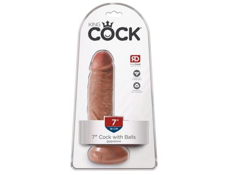 King Cock 7" Cock w Balls Tan - 6
