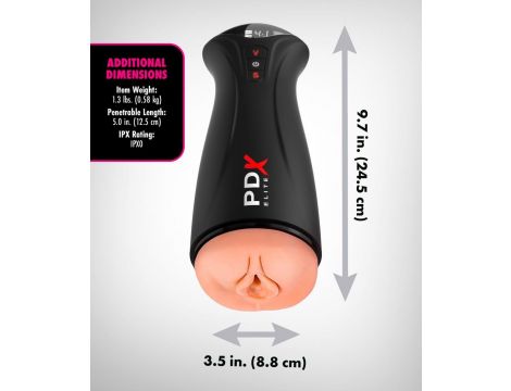 Masturbator z wibracją i ssaniem PDX Elite USB 24,5 cm - 5