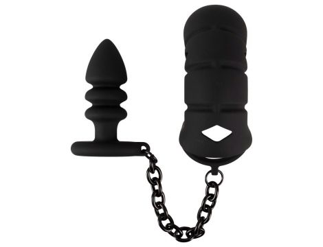 Klatka na penisa z plugiem analnym Black Velvets silikonowa - 2